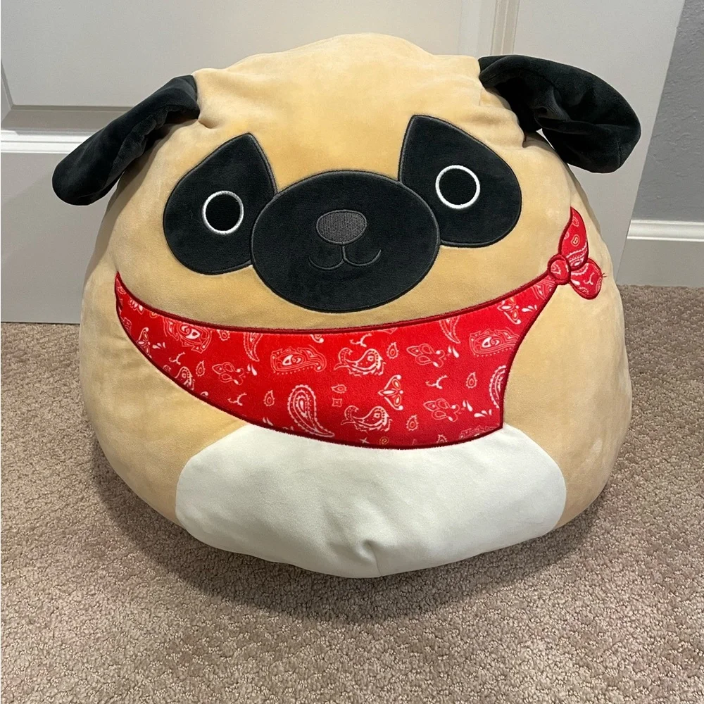 Pug Dog Toy with Red Bandana Squishmallow